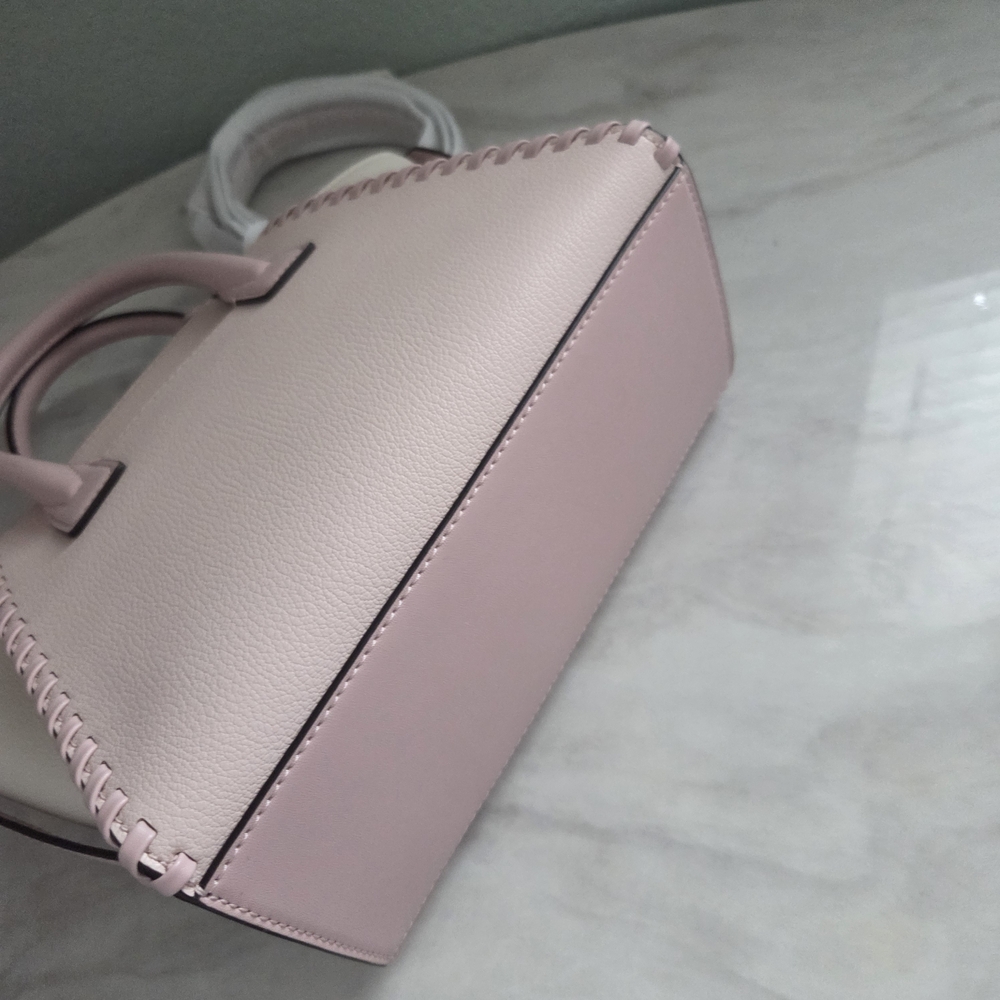 Michael Kors Avril Small Satchel Pink Leather Handbag Crossbody - Picture 5 of 14